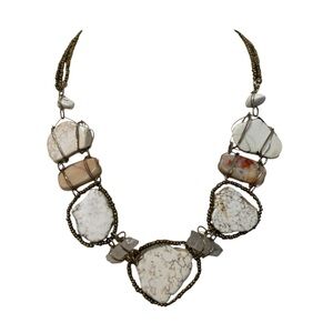 Boho Wire-Wrapped Stone Necklace Set NWT